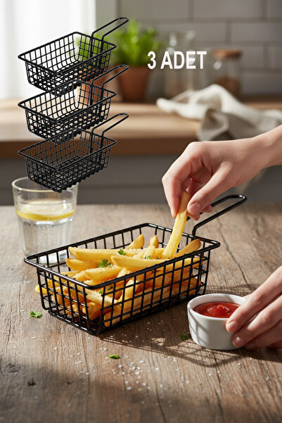 EVSTYLE SAPLI SUNUM SEPETİ - 3 LÜ