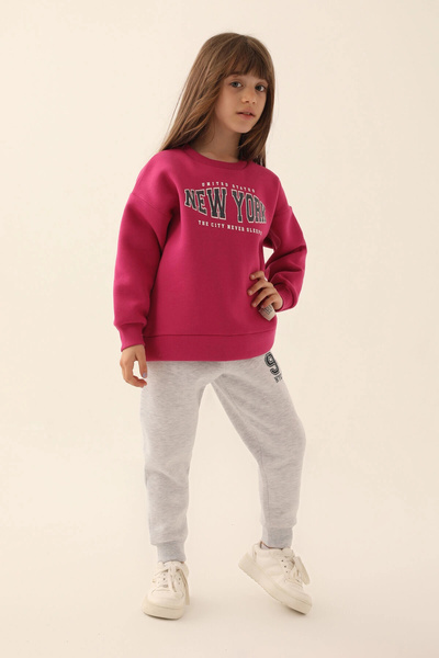 Rolypoly New York Koyu Pembe Kız Çocuk Eşofman Takımı
