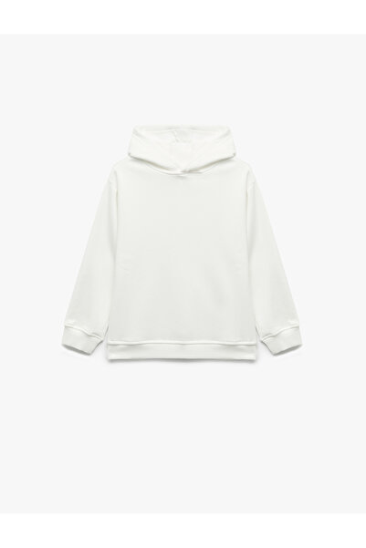 Koton Übergroßes, langärmliges Basic-Kapuzenpullover mit Kapuze