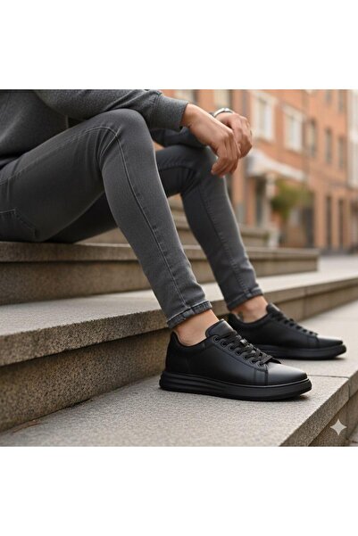 homiro Men's Thick Sole Sports Sneaker - Black