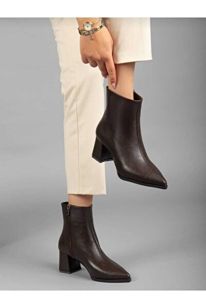 NewQueens Women's Casual Boots Women's Heeled Boots Women's Black Plain Leather Boots