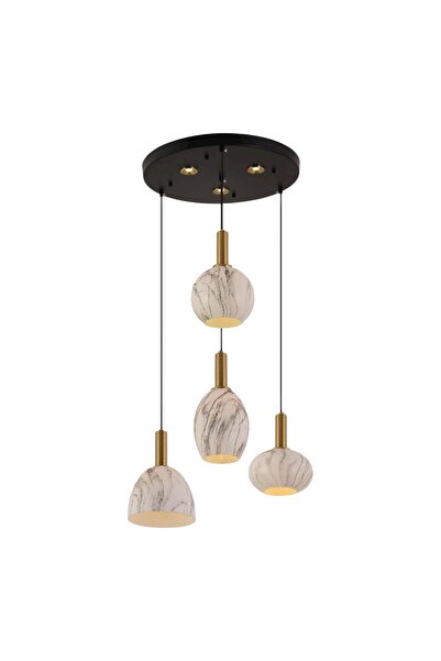 Cristalin Aydınlatma Mermer Desenli 4 lü Sarkıt Avize