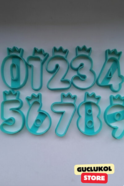 GÜÇLÜKOL Number Cookie Mold Set Crown Design Numbers from 0 to 9 10-Piece Party Set