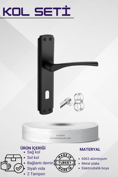 KAİZEN Kapı Kolu Bravo Siyah Aynalı Oda 2 Adet Koruma Tamponu