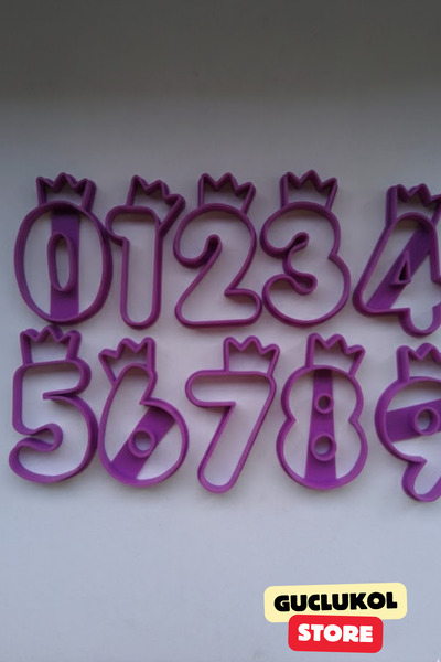 GÜÇLÜKOL Number Cookie Mold Set Crown Design Numbers from 0 to 9 10-Piece Party Set
