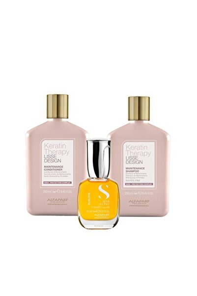 Alfaparf Milano Alfaparf Keratin Therapy Lisse Design Set Șampon 250ml, Balsam 250ml, Ulei cu cristale lichide 15ml