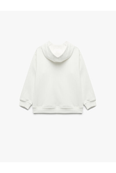 Koton Übergroßes, langärmliges Basic-Kapuzenpullover mit Kapuze