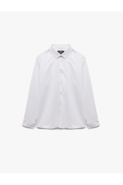 Koton Regular Fit Long Sleeve Half Italian Collar Shirt