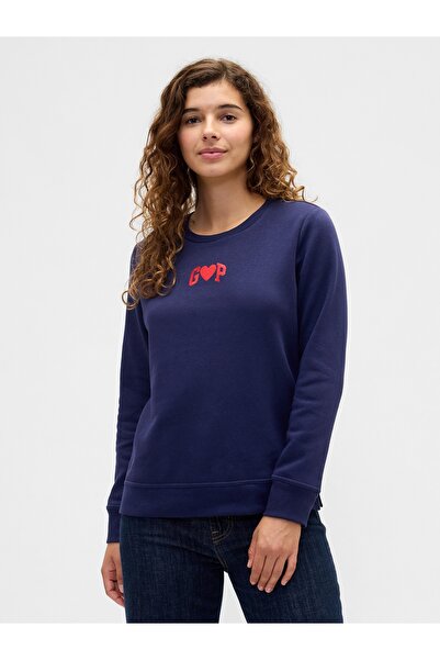 GAP Kadın Lacivert Relaxed Logo Sweatshirt