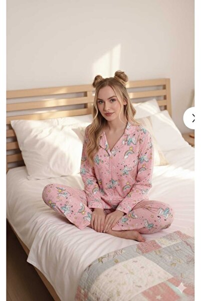 Sude HOMEWEAR Set pijamale cu mânecă lungă, cu nasturi, pentru femei