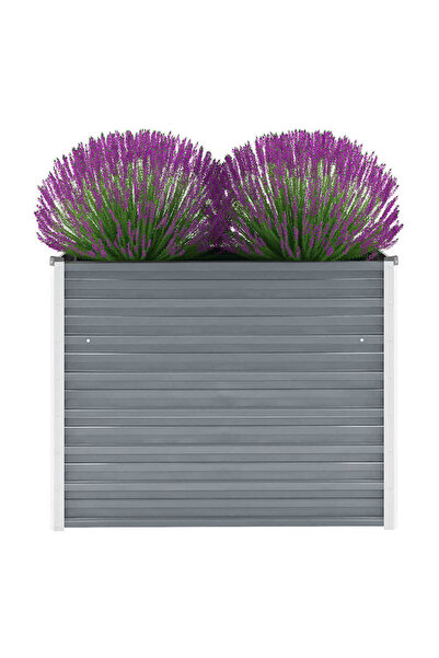 vidaxl سرير حديقة مرتفع من الفولاذ المجلفن 100 × 40 × 77 سم، رمادي