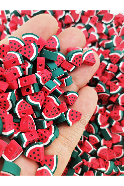 Hobimos 25 Adet Filistin Direnişi Sembolü Karpuz Dilimi Fimo Boncuk