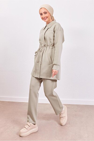 TRENDTESETTÜR Women's Beige Pants Scuba Suit t 1453