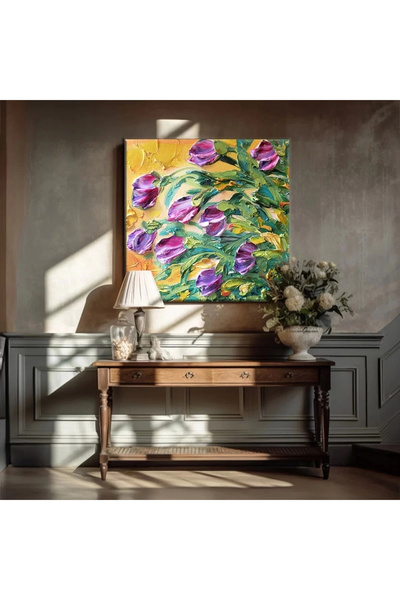 VOGLOO Bunch of Purple Flowers Canvas Painting