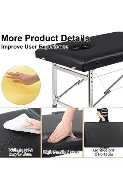 ZUIHAO Massage Table Portable 3 Folding Lightweight Height Adjustable Salon Spa Table with Carrying Case