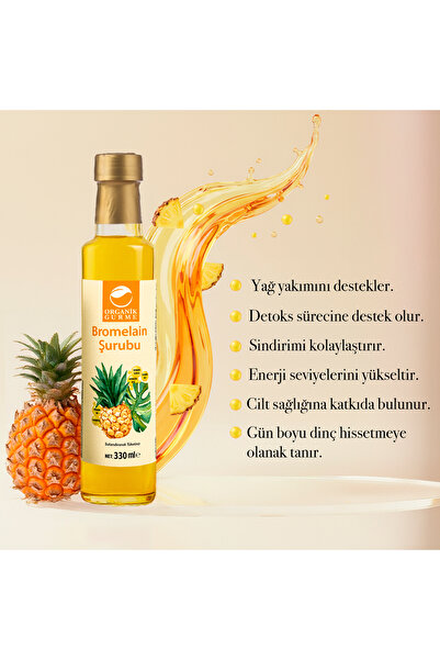 Organik Gurme Bromelain Ananas İçeren Detox Şurubu 330 ML ( Vitamin İlaveli )