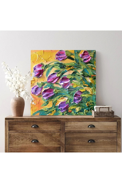 VOGLOO Bunch of Purple Flowers Canvas Painting