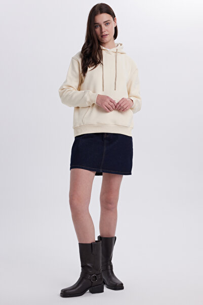 Tudors Γυναικείο φούτερ από βαμβάκι με άνετη εφαρμογή και με κουκούλα τσέπες καγκουρό