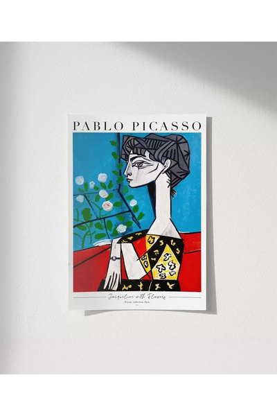 VOGLOO Çerçevesiz Poster Pablo Picasso Jacqueline with Flowers