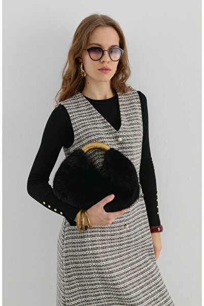 Fatma Atasoy İnci Düğmeli Siyah Tüvit Jile