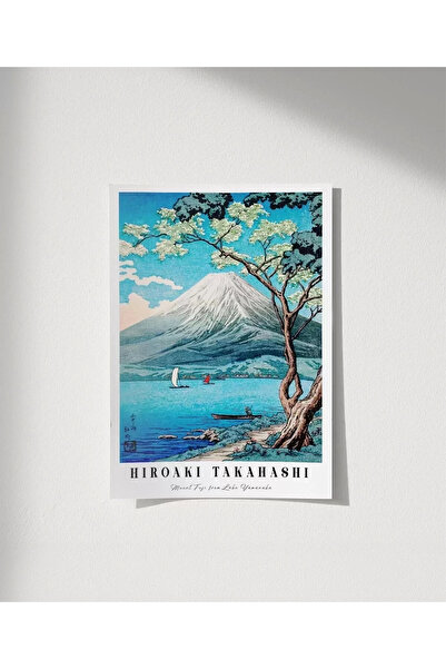 VOGLOO Çerçevesiz Poster Hiroaki Takahashi Yamanaka Gölü'nden Fuji Dağı