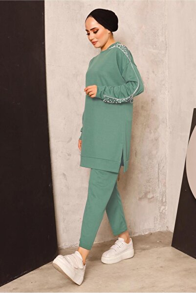 TRENDTESETTÜR Green Çağla Pearl Trousers Set - t 8672