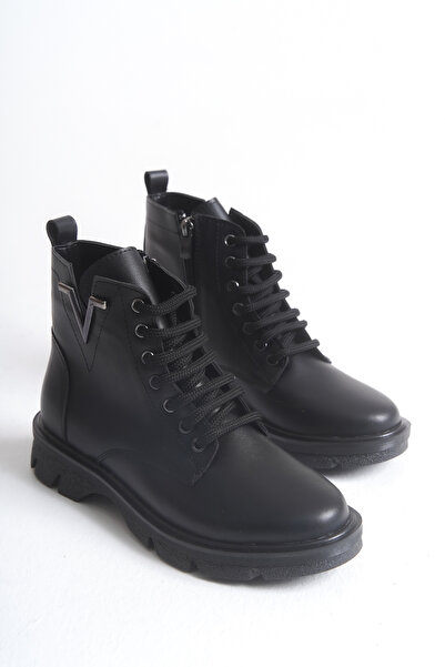 BUNİPARK Kadın Cilt Fermuarlı ve Bağcıklı Ortopedik Bot