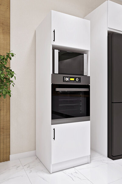 ASES Esl0192 Çok Amaçlı Ankastre Fırın ve Mikrodalga Kiler Boy Dolap 2 Kapaklı Raflı Beyaz