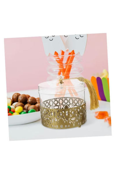 Generic Arabic Festival Ramadan Mubarak Iron Snack Candy Storage Tray, Small Box for Nuts Table Decoration