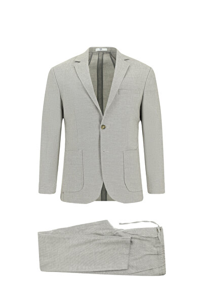 Kiğılı Super Slim Fit Extra Slim Fit Linen Blended Elastic Waist Drawstring Suit