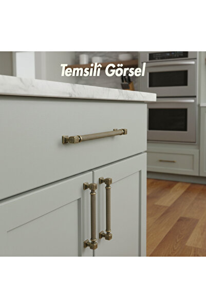 Badem10 Talas Antique Yellow Serrated Metal Handle 288 mm Lid Handle Durable Handles Furniture Drawer Cabinet