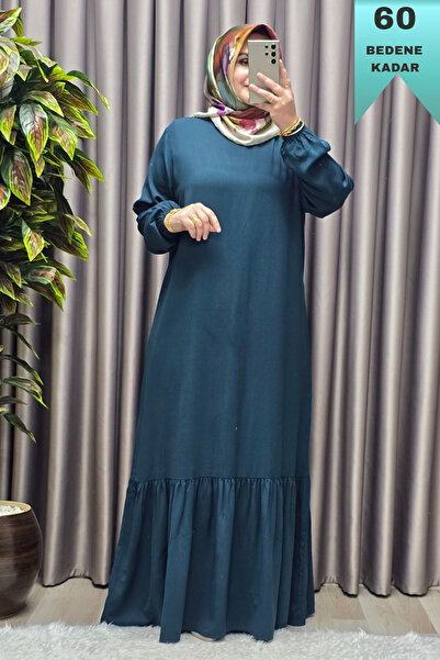 Elmas Tesettür Γυναικεία Ρούχα Χιτζάμπ Μεγάλου Μεγέθους Φόρεμα με ίσιο βολάν