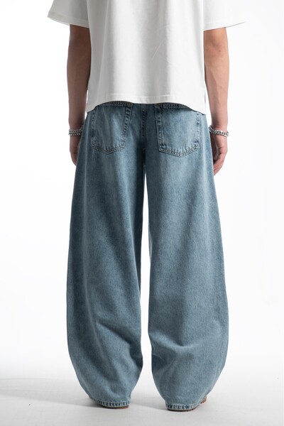 GRJ denim Iced Blue Wide Leg Oversize Baggy Jean Men's Trousers