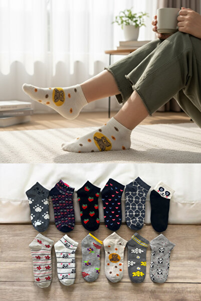 KAYSSOCK Női 12 részes vegyes színű, kényelmes zokni szett, puha textúrájú