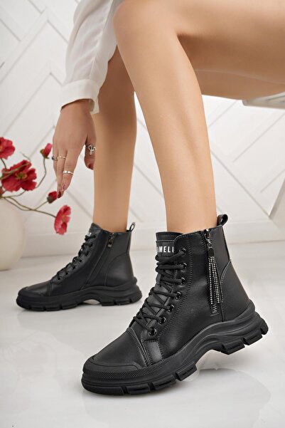 GAMELU Χειμερινές γυναικείες μπότες Neptun μαύρες με φερμουάρ