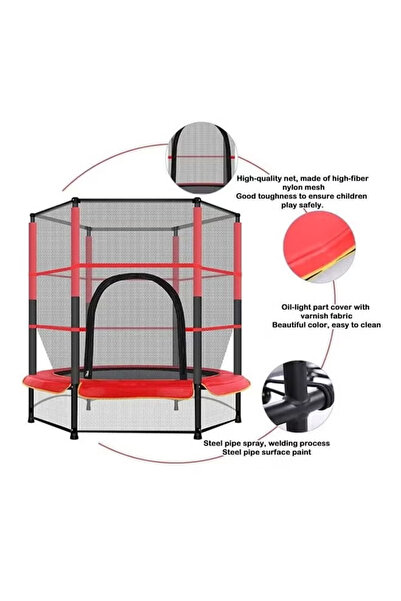 Gootoy Round Trampoline with Closed-Safety Net For Safe And Secure Fun Time 140x140x160cm