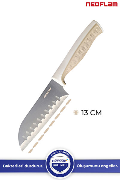 NEOFLAM Fika Microban Santoku Bıçak 13Cm, Bej