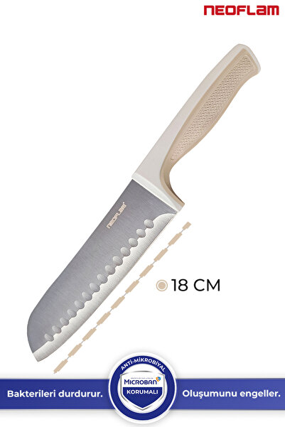 NEOFLAM Fika Microban Santoku Bıçak 18 Cm, Bej
