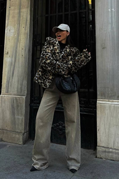 Sindimoda Lena Leopar Desenli Kürk Kaban 3458