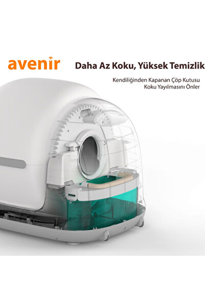 AVENİR Otomatik Akıllı Kedi Tuvaleti, Kameralı Mama Kabı, Paspas Hediyeli App Kontrol 75L Hazne