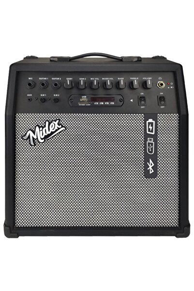 Midex MGA-50USB-BT Elektro Gitar Amfisi 50 Watt USB Bluetooth Şarjlı 4 girişli