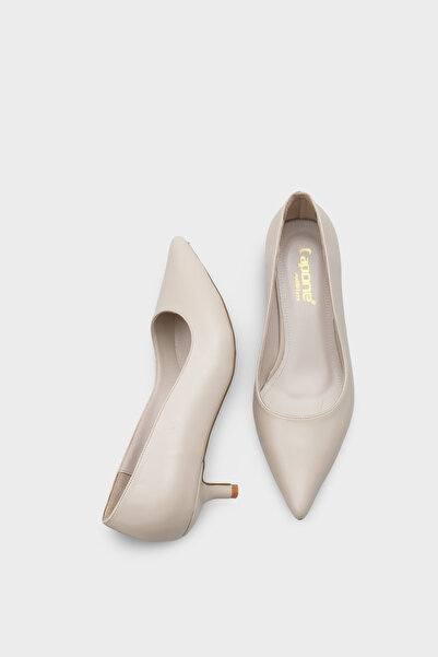 Capone Outfitters Veronica Mid-Heeled Pointed Toe Genuine Leather Lining Women's Stiletto