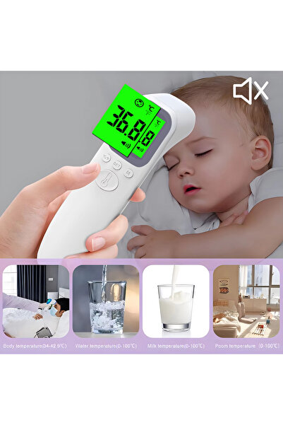 Choice مقياس حرارة رقمي أبيض طبي بالأشعة تحت الحمراء بدون تلامس للجبهة بشاشة LCD لتذكير الطفل والبالغ والجسم