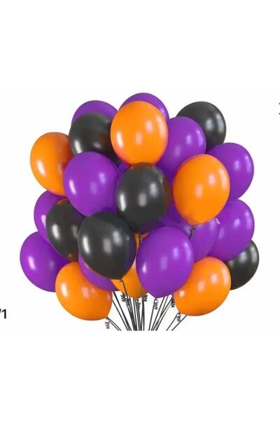 Deniz Party Store Halloween Pastel Black Purple Orange Balloon Set 15 Pieces