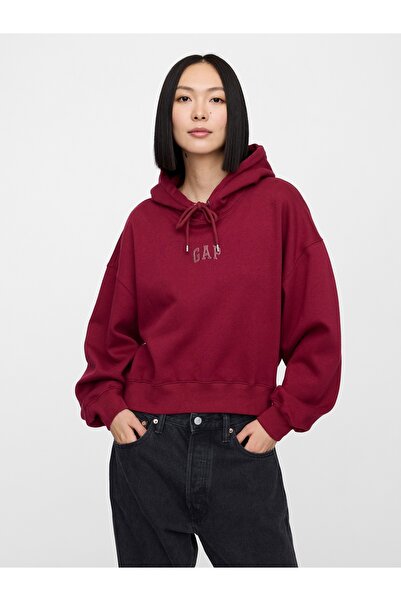 GAP Kadın Bordo Gap Logo Vintage Soft Sweatshirt
