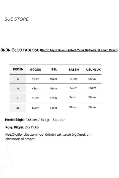 Sue Store Μάλλινο μπουφάν με υφή με αστραγάλο και κουμπιά σε μπορντό χρώμα