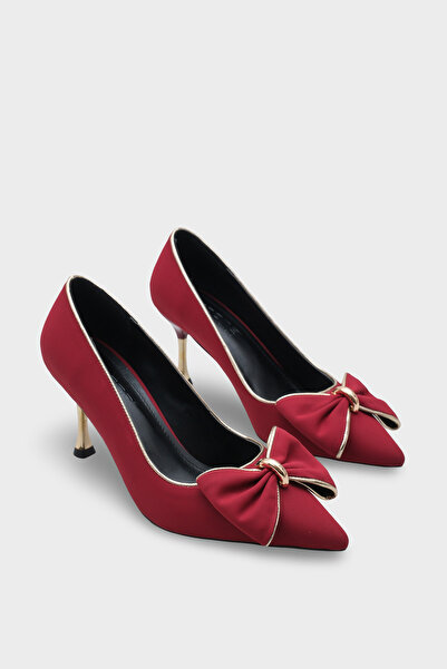 Capone Outfitters Marigold Metal Medium Heel Bow Satin Women's Stylish Shoes