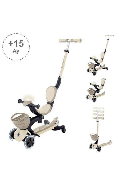 Globber Go Up Baby 360 Işıklı Scooter - Koyu Bej