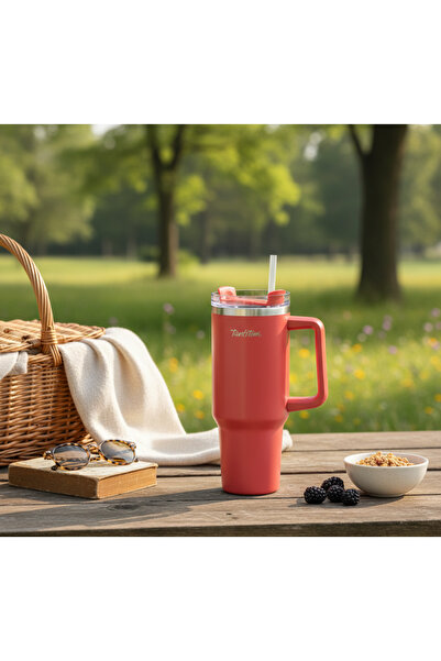 Tantitoni Move Red Stainless Steel Thermoses with Straw 1.2L