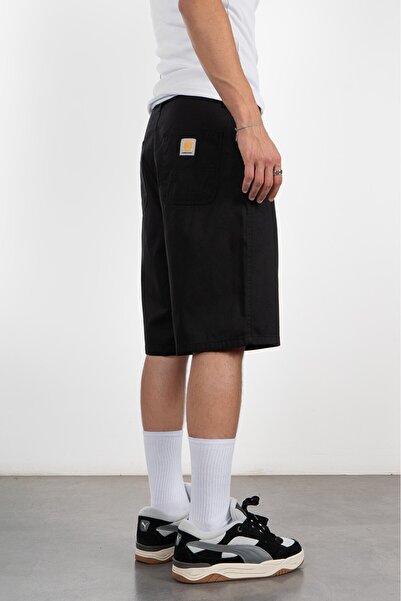 UKHWD SUPPLY Siyah Gabardin Baggy Jean Erkek Şort Jorts